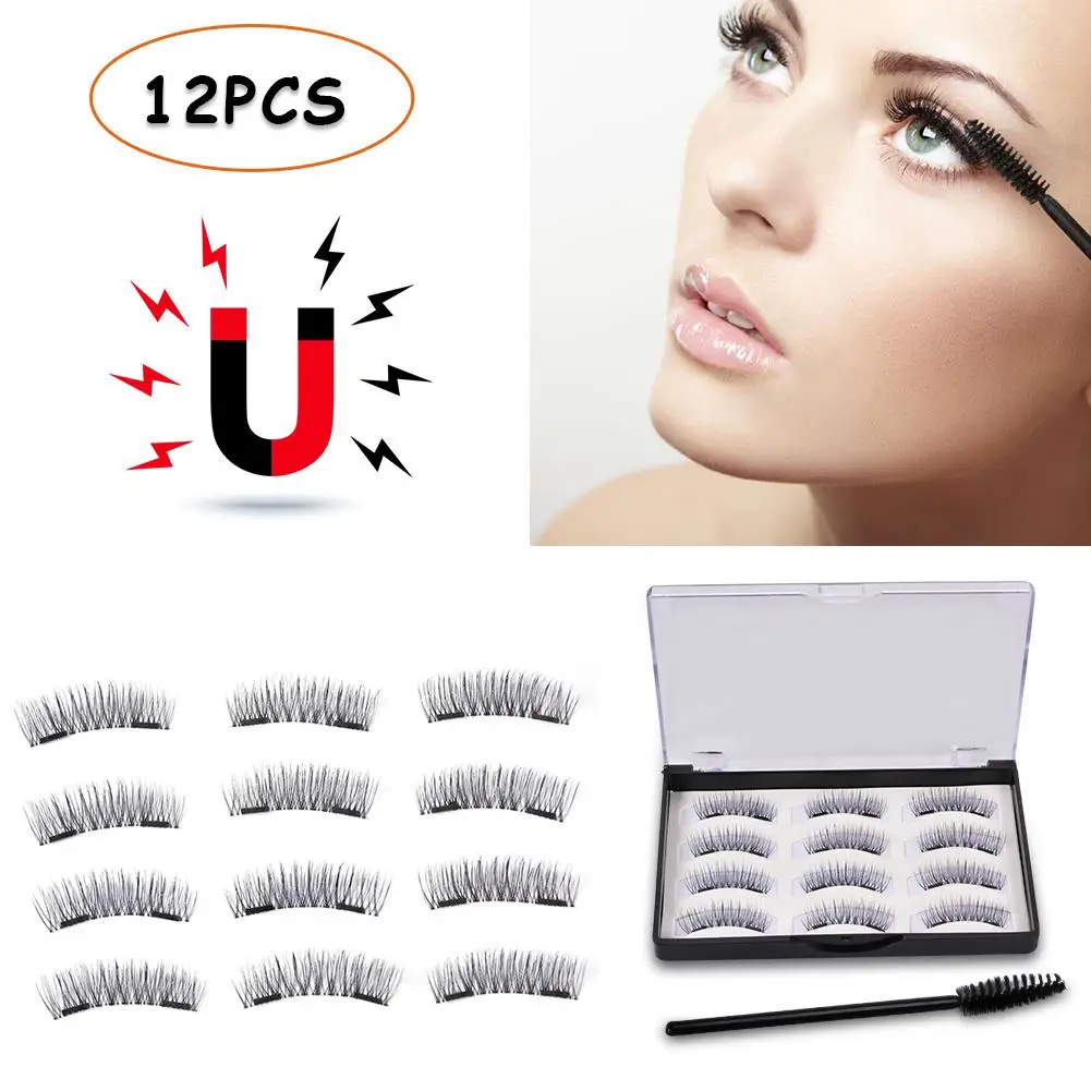 

3D Double Magnet False Eyelashes 6-pair No Glue No Trace Pure Manual Eyelashes for Women