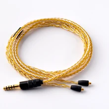 Ручная работа DIY обновленная 8 ядер 6N золото серебро смешанный MMCX гарнитура линия 4,4 мм сбалансированный кабель для SE525 SE535 SE846 UE900 LA DT2