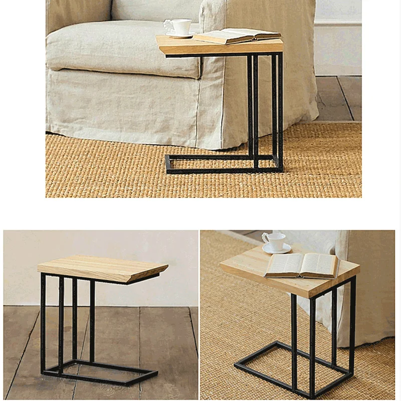 Loft vintage Metal wood tea table Coffee table iron bedside sofa several living room corner several telephone small side table