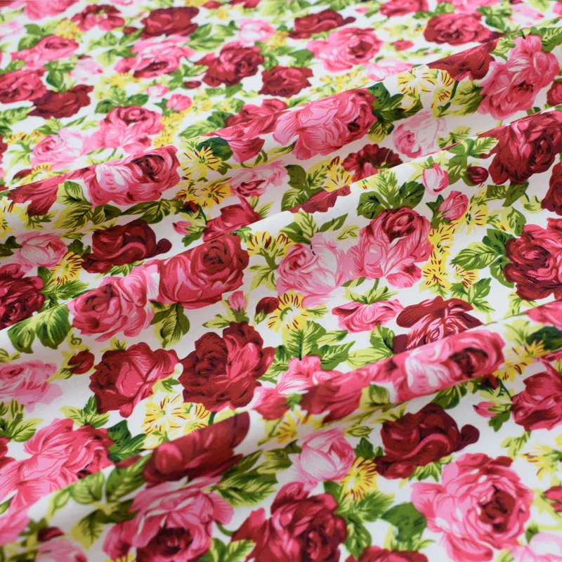 

White bottom floral reactive dyeing pure cotton fabric for summer dress coat tissus au metre tecido tissu telas tela shabby chic