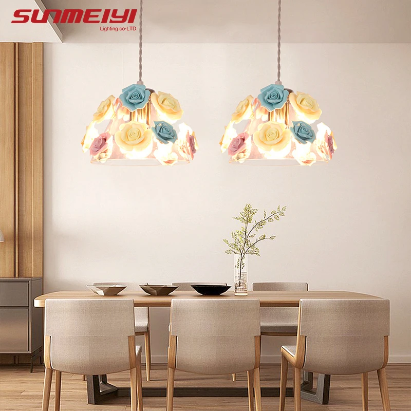 

Rose Decor LED Pendant Lights Vintage Lighting luminaires suspendus For Living room Dining room Loft Light Pendant Lighting