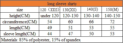 youth long sleeves quick dry shirts with custom logo
