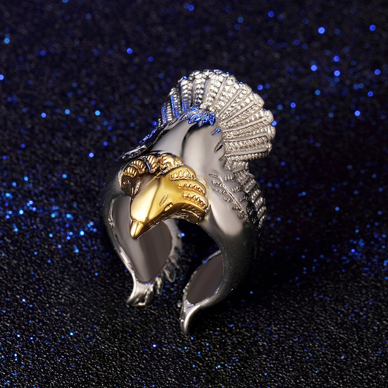 XIYANIKE 2017 Golden Eagle domineering personality ring 925 sterling silver for men or women wedding ring fashion jewelryVRS2305