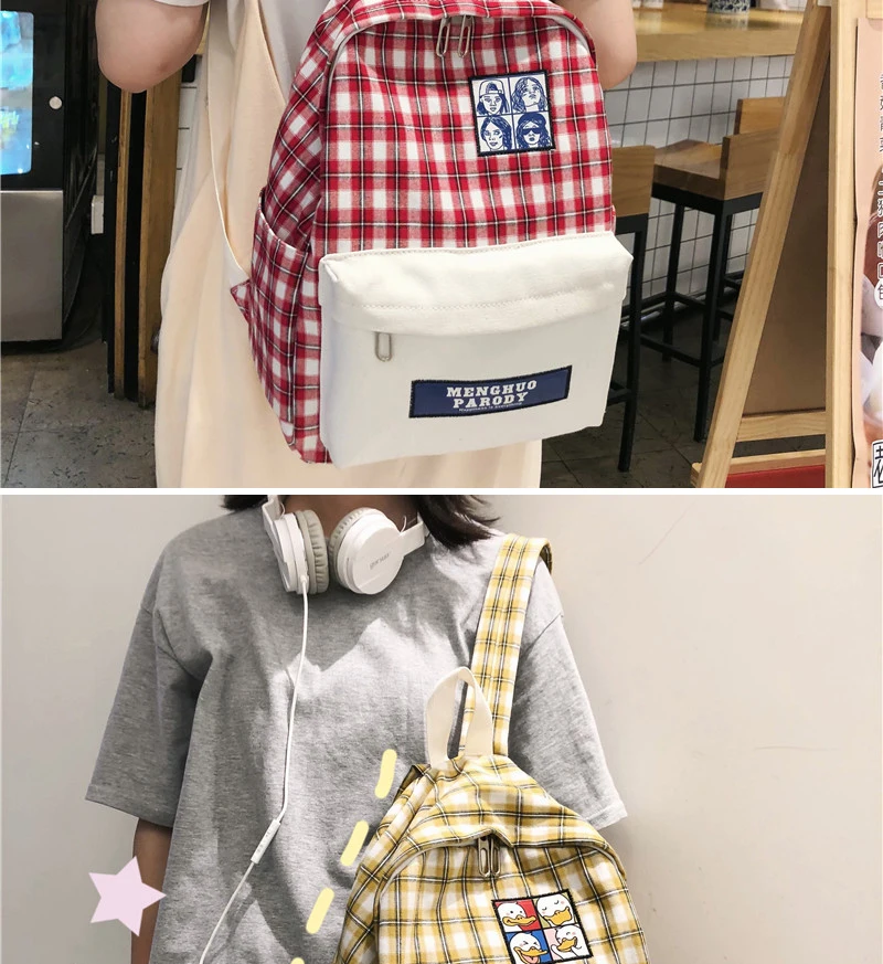 DCIMOR модный холщовый клетчатый женский рюкзак, женский прекрасный студенческий школьный рюкзак для девочек-подростков, рюкзак для путешествий, книга Mochila
