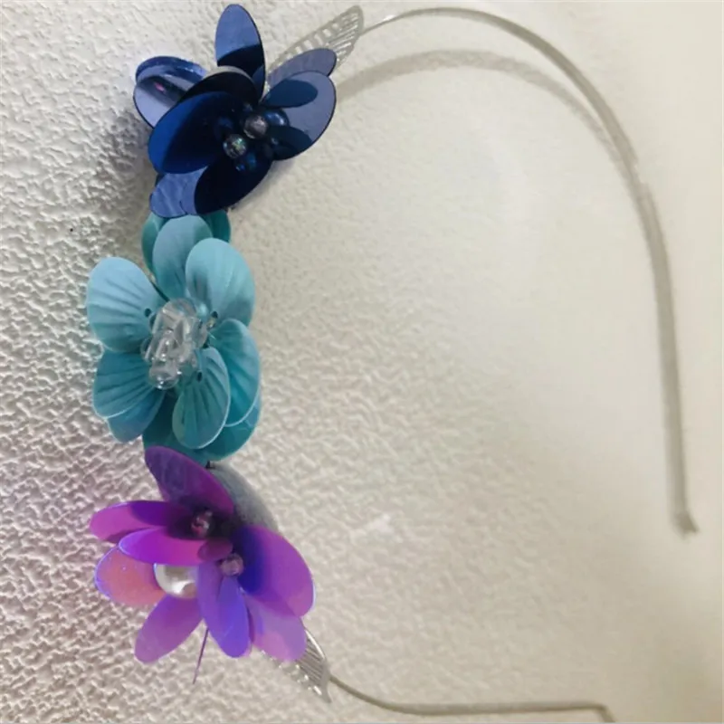 10 шт/лот модные повязки для волос с цветками Tiaras ручной работы блестки повязки на голову с кристаллами сладкая принцесса танцевальная вечеринка подарок аксессуары для волос