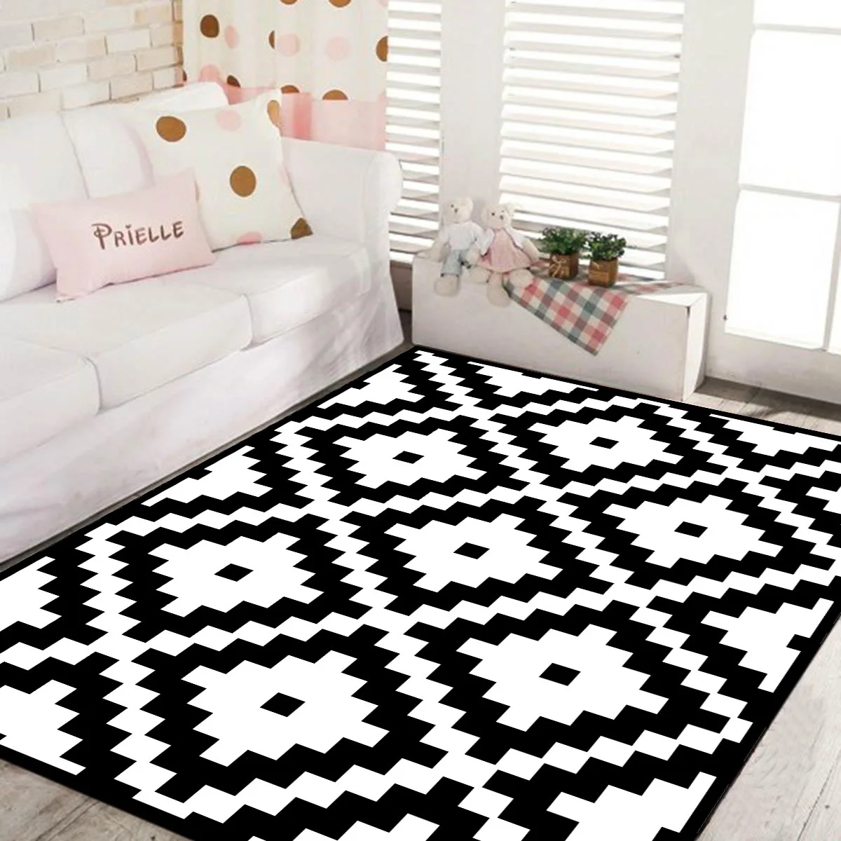Модный ковер в полоску зебры для гостиной, спальни, нескользящий геометрический квадратный плед, белый, черный, Alfombra - Цвет: 4