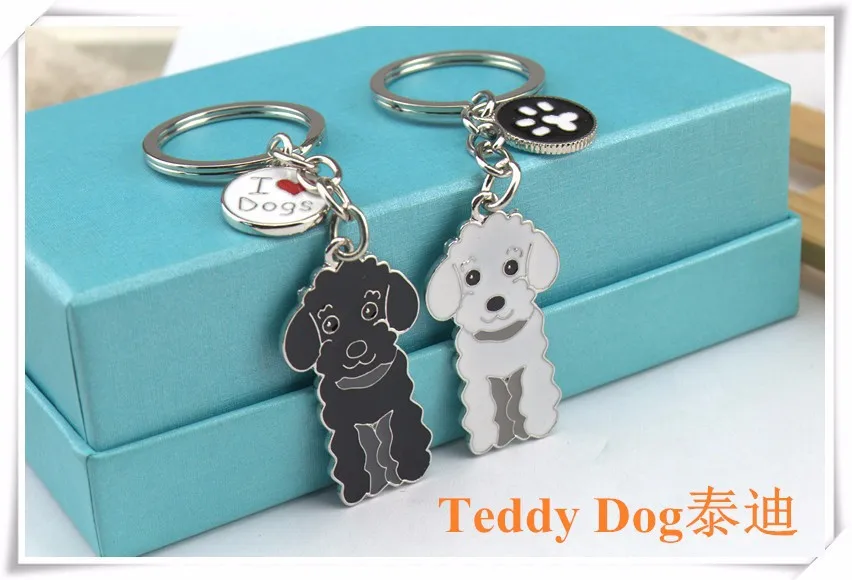 3 цвета Пудель автомобильный брелок для ключей Тедди собака брелок DIY Pet тег брелки модные ювелирные подвески подарок для лучшего друга Прямая поставка