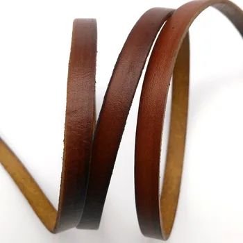 

1 Yard 8mmx2mm Flat Distressed Brown Coated Hide Real Cow Leather Strip, 8mm Wide Genuine Leather Cord for DIY Bracelet