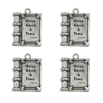 

Pack of 10 Alloy Ancient silver"once upon A Time" 3D Book Shape DIY Antique Message Charms Pendant for Making Bracelet and Nec
