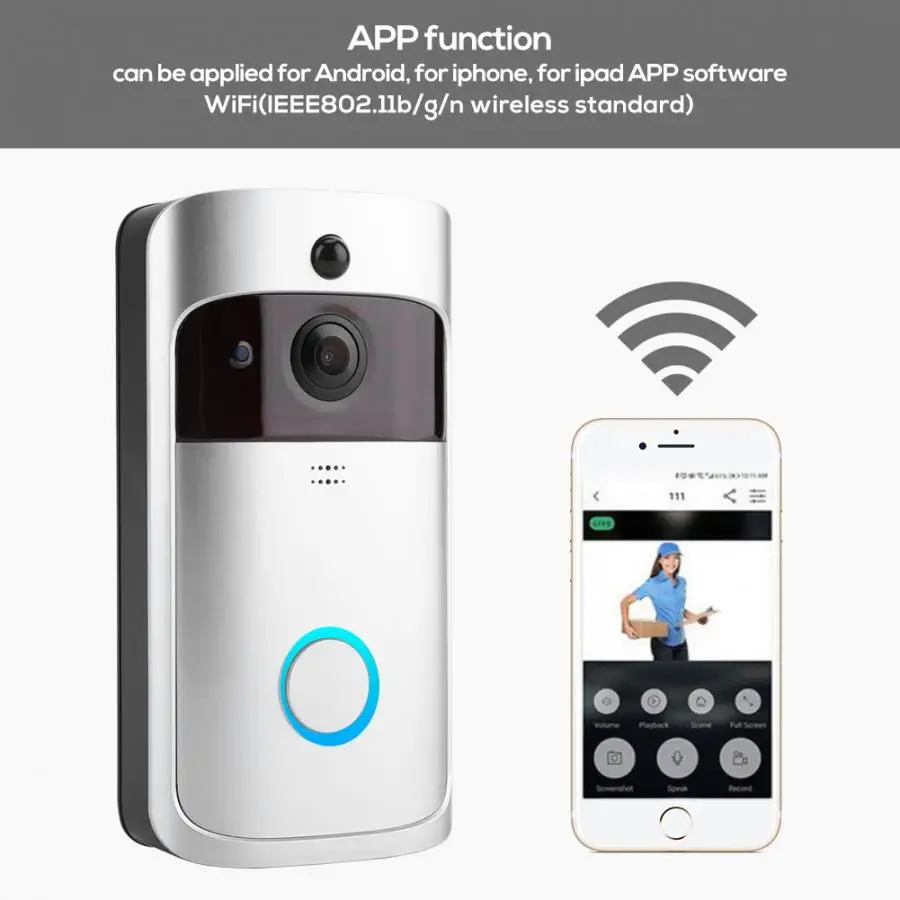 

Wireless WiFi Security Doorbell Door Viewer Smart Video Audio Phone PIR Motion Detection Door Bell Ring Doorbell Door Bell