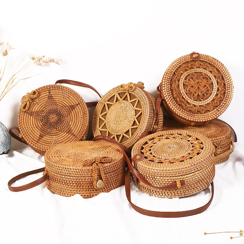 20X8Cm Circle Handwoven Women Messenger Bags Round Retro Rattan Straw Beach Crossbody Bag Good Quality Bolsa Masculina huismerk kopen in de aanbieding 20X8Cm Circle Handwoven Women Messenger Bags Round Retro Rattan Straw Beach Crossbody Bag Good Quality Bolsa Masculina huismerk kopen in de aanbieding