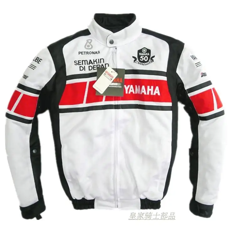 

MOTOGP Racing Team Commemorative Edition White Jacket For YAMAHA Motorcycle Keep Warm Jacket With Removable Cotton Liner