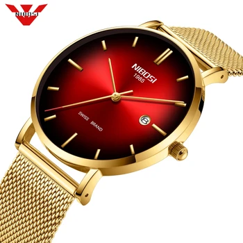 

NIBOSI Mens Watches Top Brand Luxury Gold Quartz Men Watch Mesh Strap Casual Sport Waterproof Thin Male Clock Relogio Masculino
