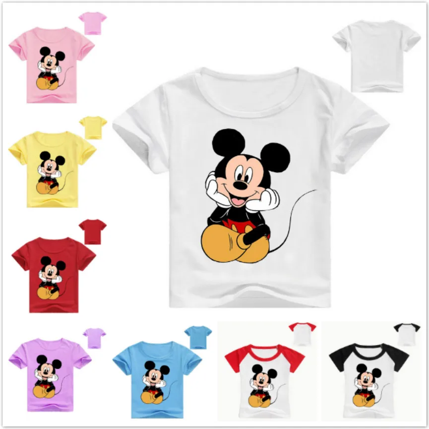 2019 Новая летняя детская футболка с принтом Микки Одежда для маленьких мальчиков футболка с короткими рукавами для девочек детская