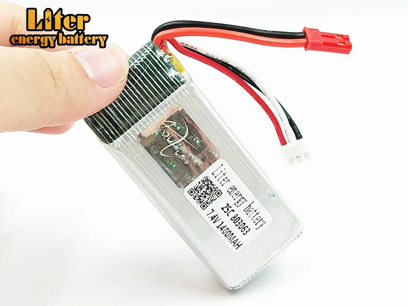 7,4 V 1400 mAH Литий-Полимерный Аккумулятор 7,4 V 1400 mAH JST разъем 803063 MJX X101/MJX X102H Квадрокоптер с дистанционным управлением запасные части 2 S литий-полимерный аккумулятор