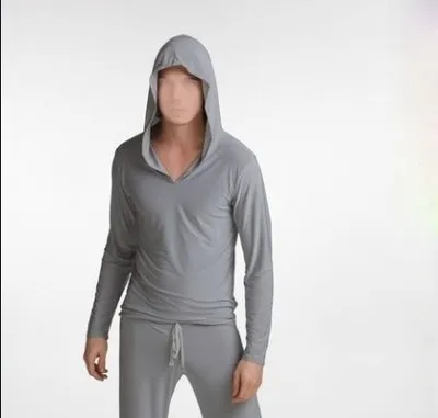 Free shipping Male male viscose long-sleeve casual sweatshirt with a hood Men's Pajamas cotton pyjamas
