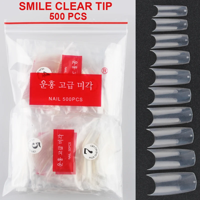 

500pcs Transparent French Smile Clear Tips False Nail