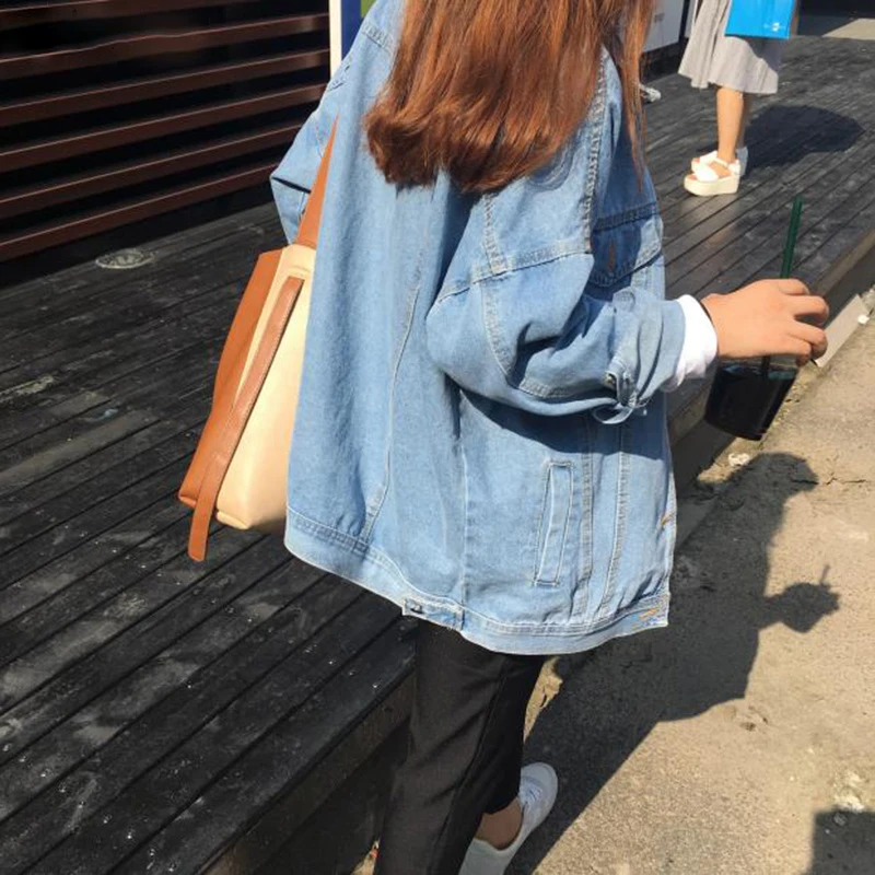 Best Jackets Women Denim Harajuku Retro Solid Loose Pockets Womens Jacket Simple Leisure All-match Trend