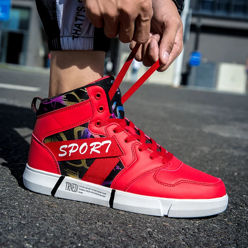

Outdoor Man Casual Shoes Men's Fashion Sneakers Winter Red white Walking Shoes Brand High Quality Keep warm Zapatos Hombre Flats