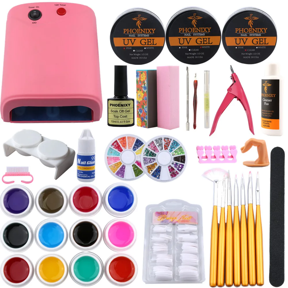 36W Nail Dryer Lamp Manicure Kit UV Gel Polish Kit Nail Tips Extention