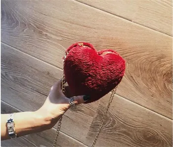 

2020 hot fur women heart shaped evening bags luxury heart wedding bags mini clutch wallets drop shipping XC51