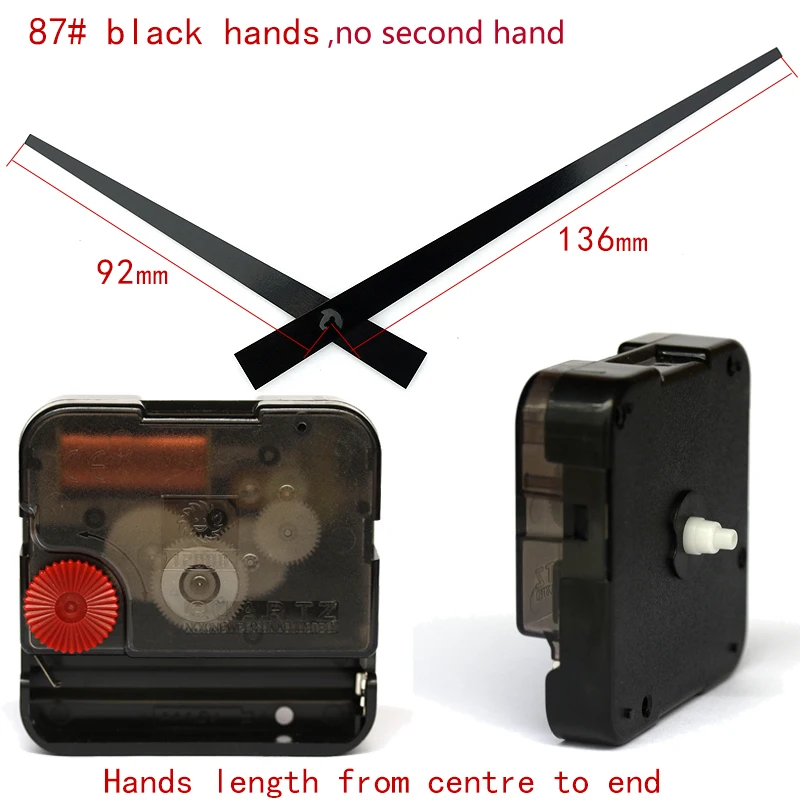 

12888SA Snap In Type wall clock mechanism with 87# black longhands Silent Plastic DIY Clock Accessory kits Sweep Quartz Movement