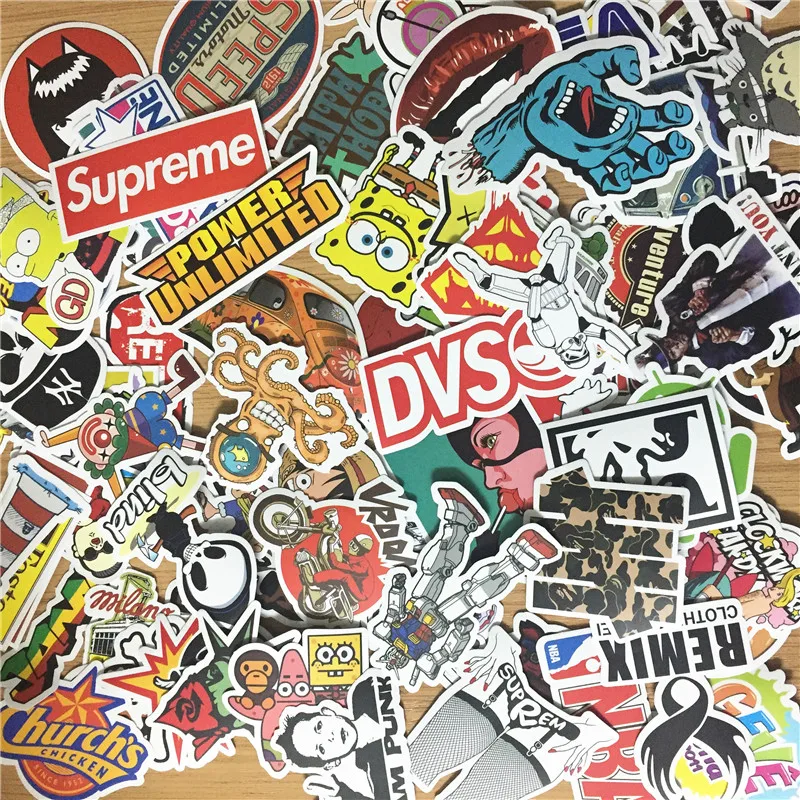 100pcs Lots Random Mixed Sticker for Snowboard Laptop Luggage Car Fridge DIY Styling Vinyl Decal home