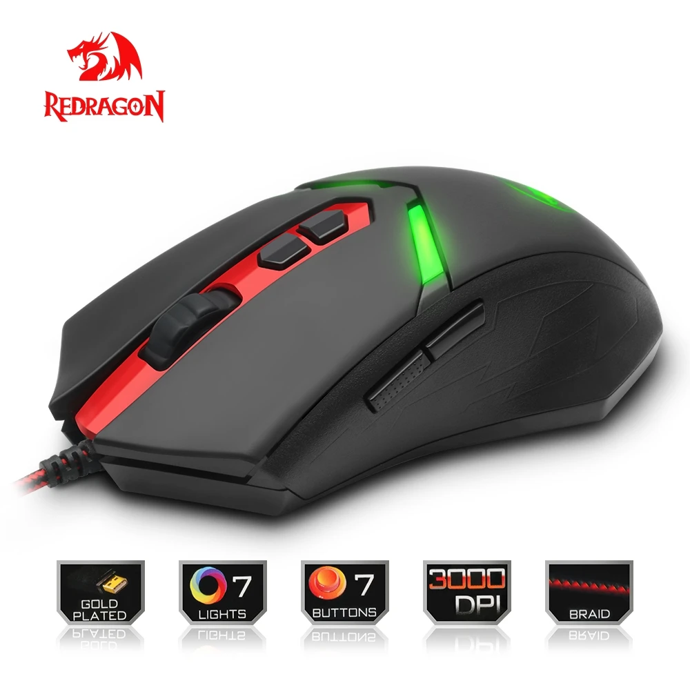 Redragon high quality USB Gaming Mouse 3200 DPI 7 buttons ergonomic design for desktop computer accessories Mice gamer lol PC Redragon high quality USB Gaming Mouse 3200 DPI 7 buttons ergonomic design for desktop computer accessories Mice gamer lol PC