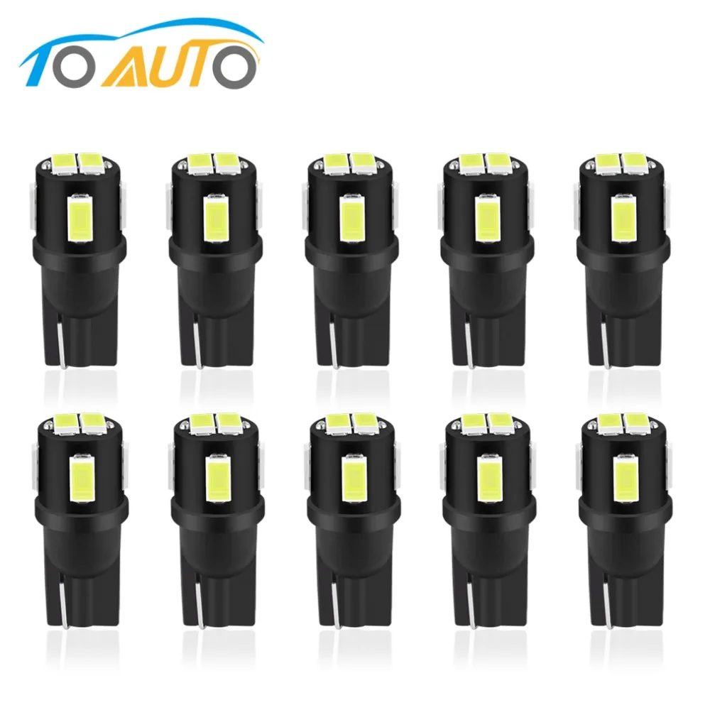 10 шт. светодиодные лампы T10 W5W 194 168 5630 SMD 6000K белые для чтения салона автомобиля