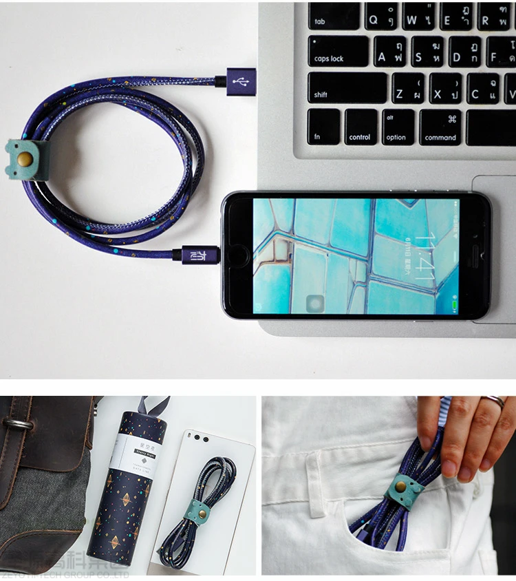 1m data transfer+fast charge cable,2.4A,stable and fast transfer,mini USB port and for iphone/ipad,unique design,multi-colors