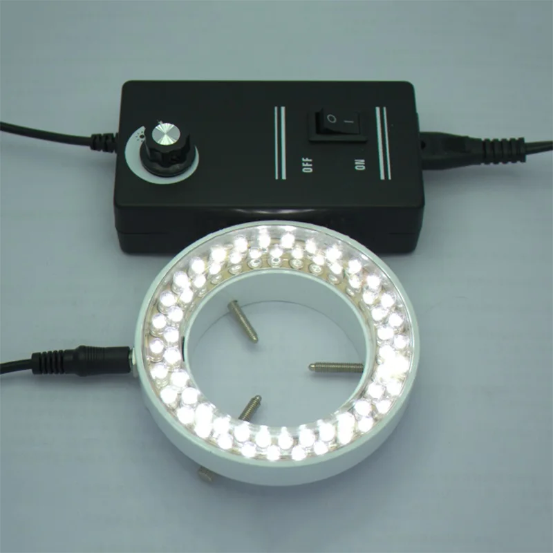 

Stereo Microscope Top LED Ring Light Source Zinc Alloy Casing 60 LED Lamp Beads Illumination Inner Diameter 60 mm White Black