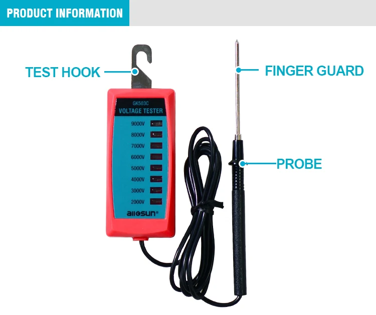Все солнце GK503C электрическая подача напряжения на забор тестер 2000 в до 9000 в забор контроллер без батареи тестер напряжения с неоновой лампой