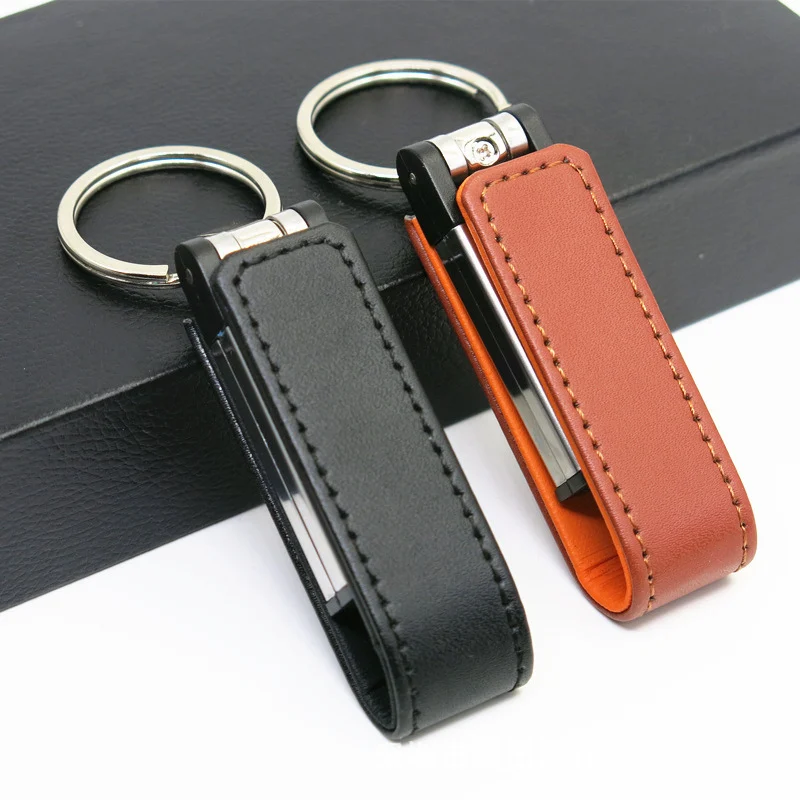 

Flip Leather Usb Flash Drive Metal Keychain Pen Drive 32GB 64G 128G Pendrive Usb Stick USB2.0 Flash Drive 4G 8G 16G Memory Stick