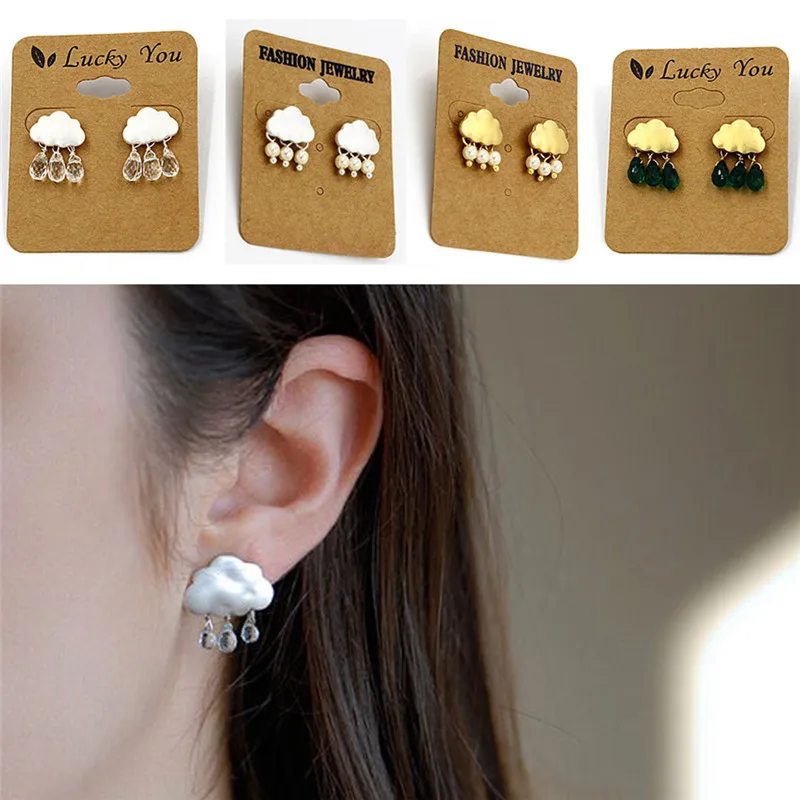 1Pair personality design ear jewelry new fashion cloud crystal