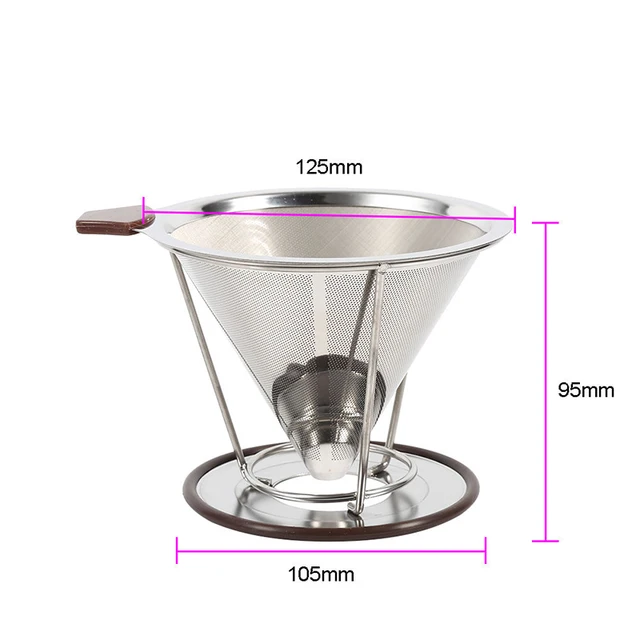 Special Price Stainless Steel Pour Over Cone Dripper Useful Coffee Filter Cup Stand 2 Layer