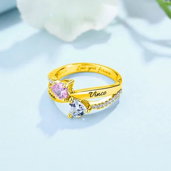 

Personalized 925 sterling silver engraved name custom ring containing zircon to give girlfriend a unique jewelry gift