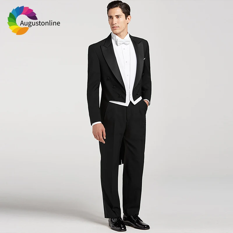Men Suits For Wedding Black Bridegroom Evening Party Prom Tailcoat Slim Fit Formal Blazer Custom Tuxedo Terno Best Man 3 Pieces