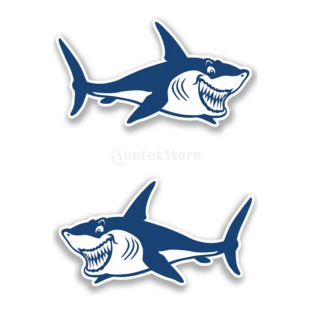 2 шт. синие акулы виниловые наклейки стикер каяк каноэ, Рыбалка Лодка Автомобильный настенный ноутбук графические аксессуары-открытый
