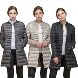 ZOGAA мягкое теплое пальто ультра легкий утиный пух удлиненный верхний жакет тонкие однотонные куртки лёгкие парки куртка женские пальто