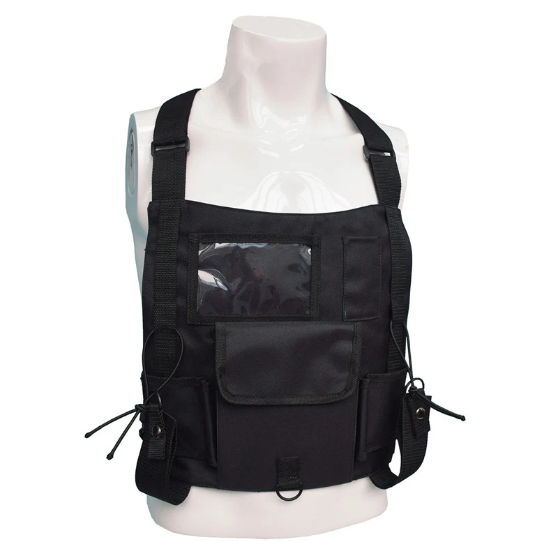 

Tactical Shoulder Bags Chest Rig Bag Functional Radio Vest Chest Rig Harness Adjustable Pockets Two Way Radio Talkie Case