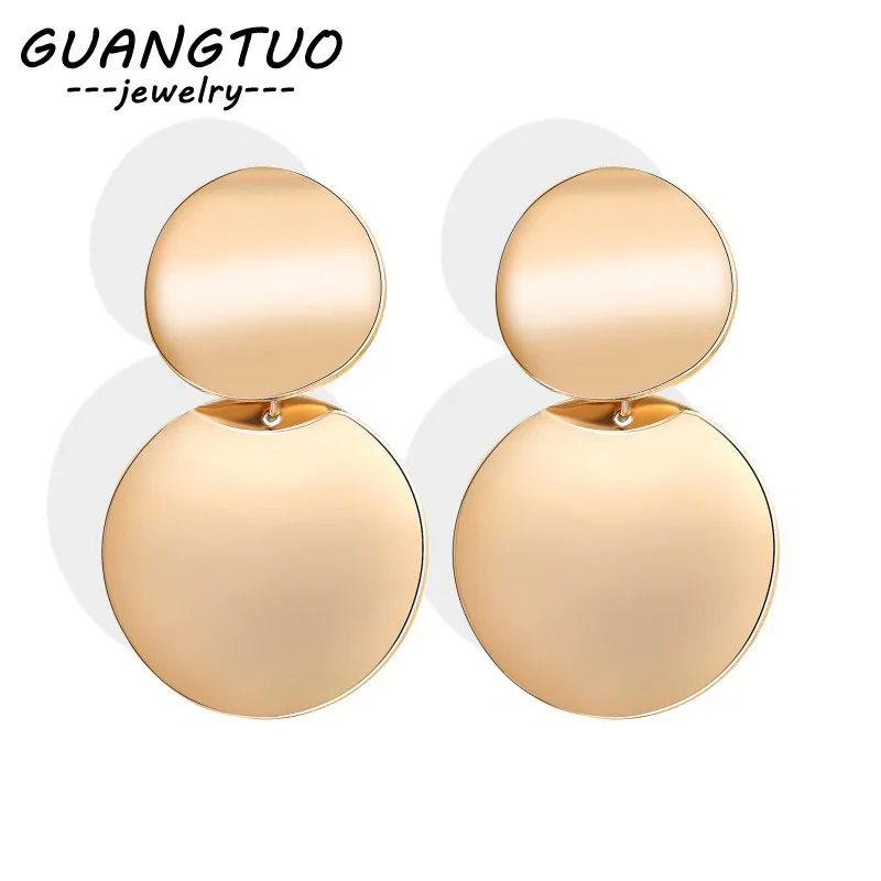 

American & European Geometric Round Glossy Dangle Earrings For Women Fashion Ear Jewelry Minimalism Drop Brincos Gift EB2136