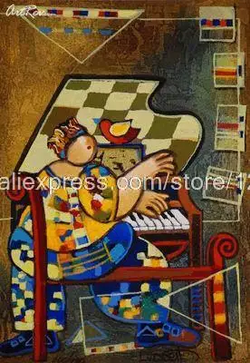 dorit levi the grand piano serigraph on retail hand painted