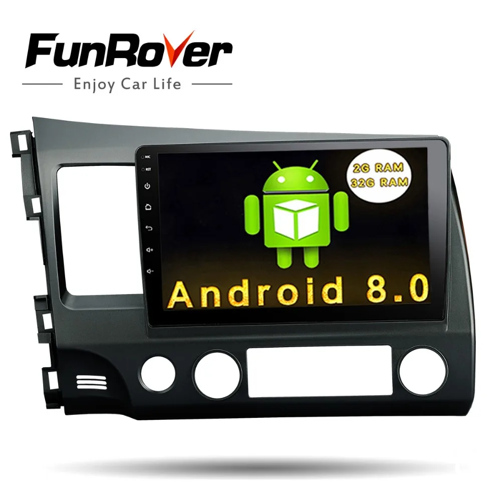 

Funrover 10.1" Android 8.0 2 din Car dvd multimedia player for Honda Civic 2006-2011 radio GPS navigation navi vedio RDS BT wifi