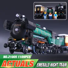 Lepin 21005 1085pcs Technic Series Emerald Night Train Model Building Kit Minifigure Bricks Car Model Toys 10194 Christmas Gift