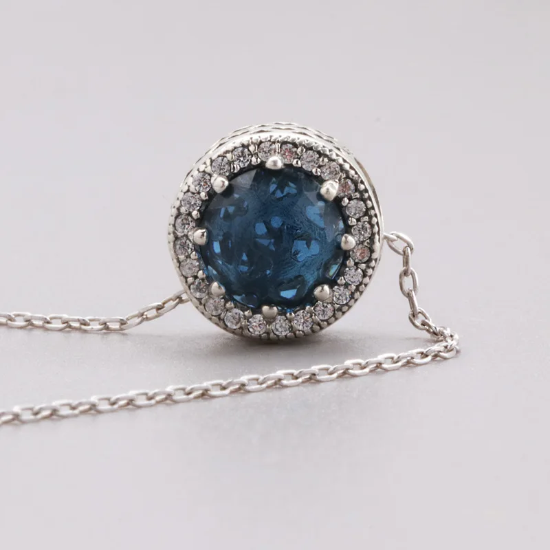 Charms Choker Necklace for Girls Blue Crystal Heart Pendant Necklace Women Silver Chain Bead Statement Necklace Collier Femme3
