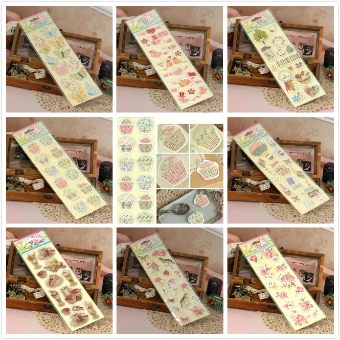 

1Pack 3D Stickers Butterfly Bird Balloon Cake 8 Type Paper Stickers DIY Scrapbooking/Photo Album Decoration Card Making Stickers
