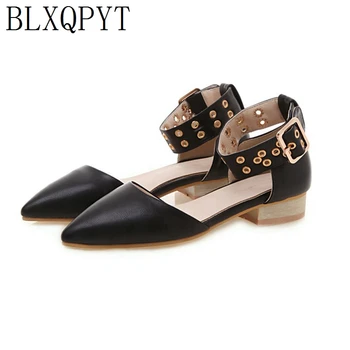 

BLXQPYT New sandalias mujer 2019 Big Size 32-48 Summer Women Pointed toe low heel Casual Beach Sandals party shoes woman 107-8