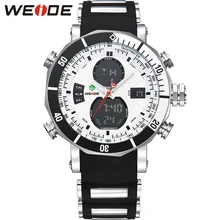 Esporte WEIDE Mens Relógios Militar Quartz Relógio Digital Alarme Cronômetro Data Dia Dual Time Zones Homens Relogio masculino Relógio Masculino