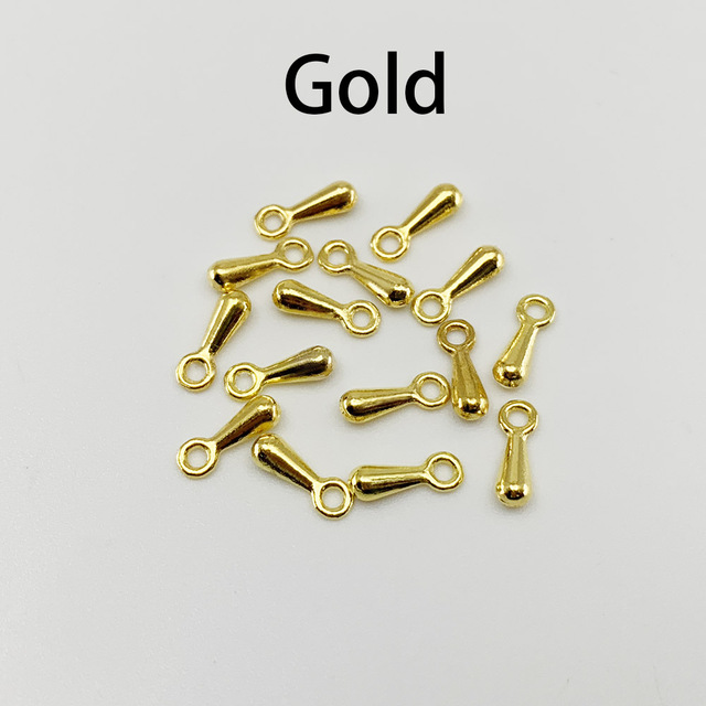 Gold/Rhodium/Antique Bronze Metal Water Drop End Beads 2*7 3*9mm Extender Chain Pendant Supplies For DIY Jewelry
