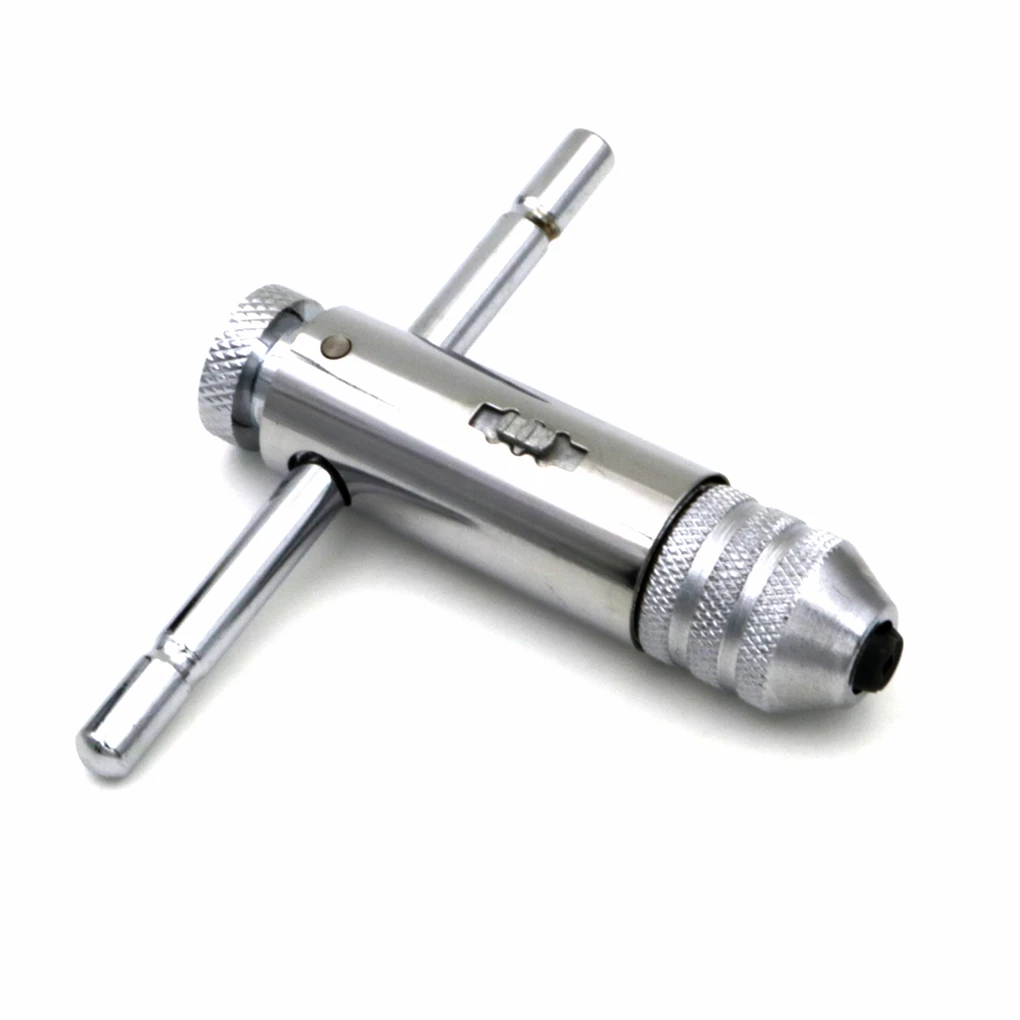 

Adjustable 3-8mm T-Handle Ratchet Tap Wrench with M3-M8 Machine Screw Thread Metric Plug Tap Machinist Tool
